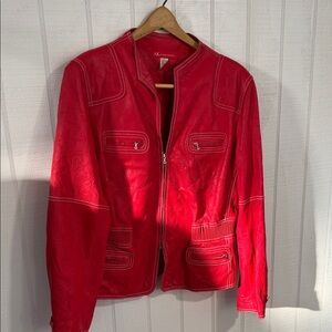 Anne Klein Vibrant Red Leather Jacket